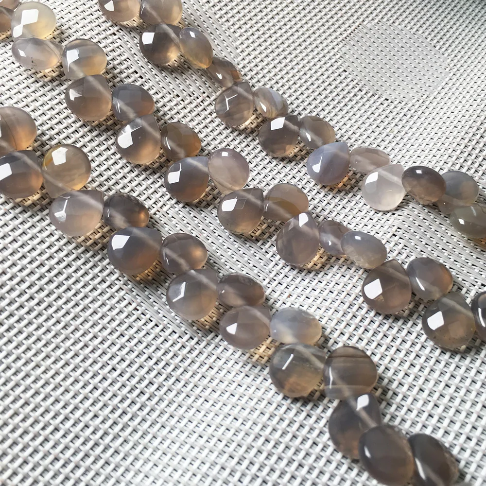Prirodni kamen Граненая oblik kapljice vode slobodnih zrna Siva agatha Kristalna perla za izradu nakita DIY narukvica i ogrlica