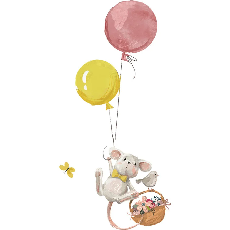Crtani film miš balon cvjetnih košarica ptica spavaća soba trijem ukras zidova, dekorativne naljepnice za zid ukras kuće