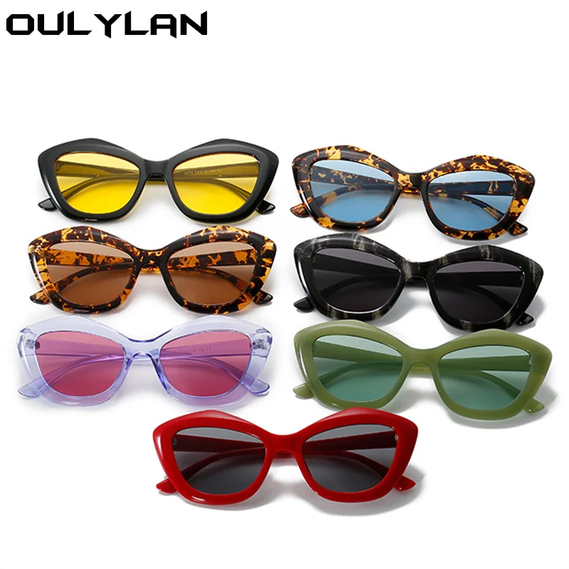 Oulylan Trendy sunčane naočale s кошачьим okom Za žene Klasične žute Sunčane naočale za muškarce Berba Male ženske naočale u stilu putovanja UV400