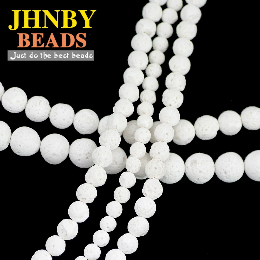 JHNBY AAA Prirodni Kamen je Bijele Perle od Lava Vulkanska pasmina 6-12 mm Cijele Bijele Boje Slobodni Perle za izradu nakita Narukvica DIY