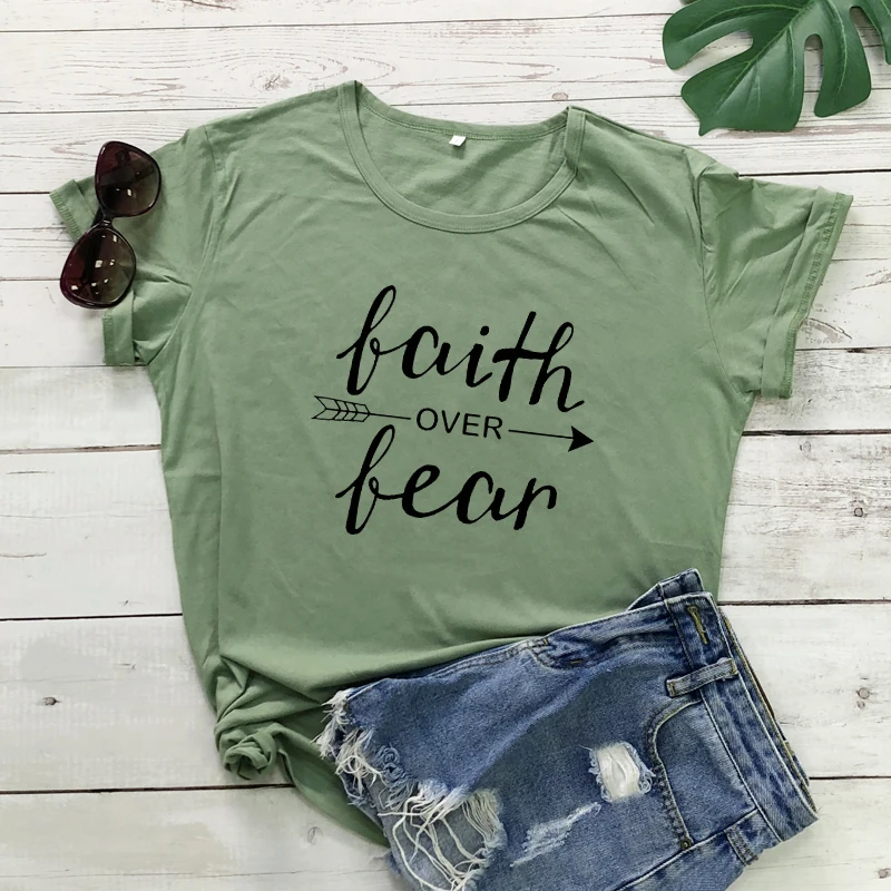 Vjera nad strahom od Majica sa strelicom s po cijeloj površini Unisex Vjerska Kršćanska Crkva Casual majica Ženska grafička inspirativna Biblijska t-shirt